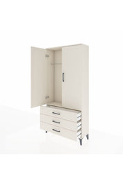 Arges Dolap Tek Raflı 3 Çekmeceli Tek Askılı 88x30x182 - S24M028V1A