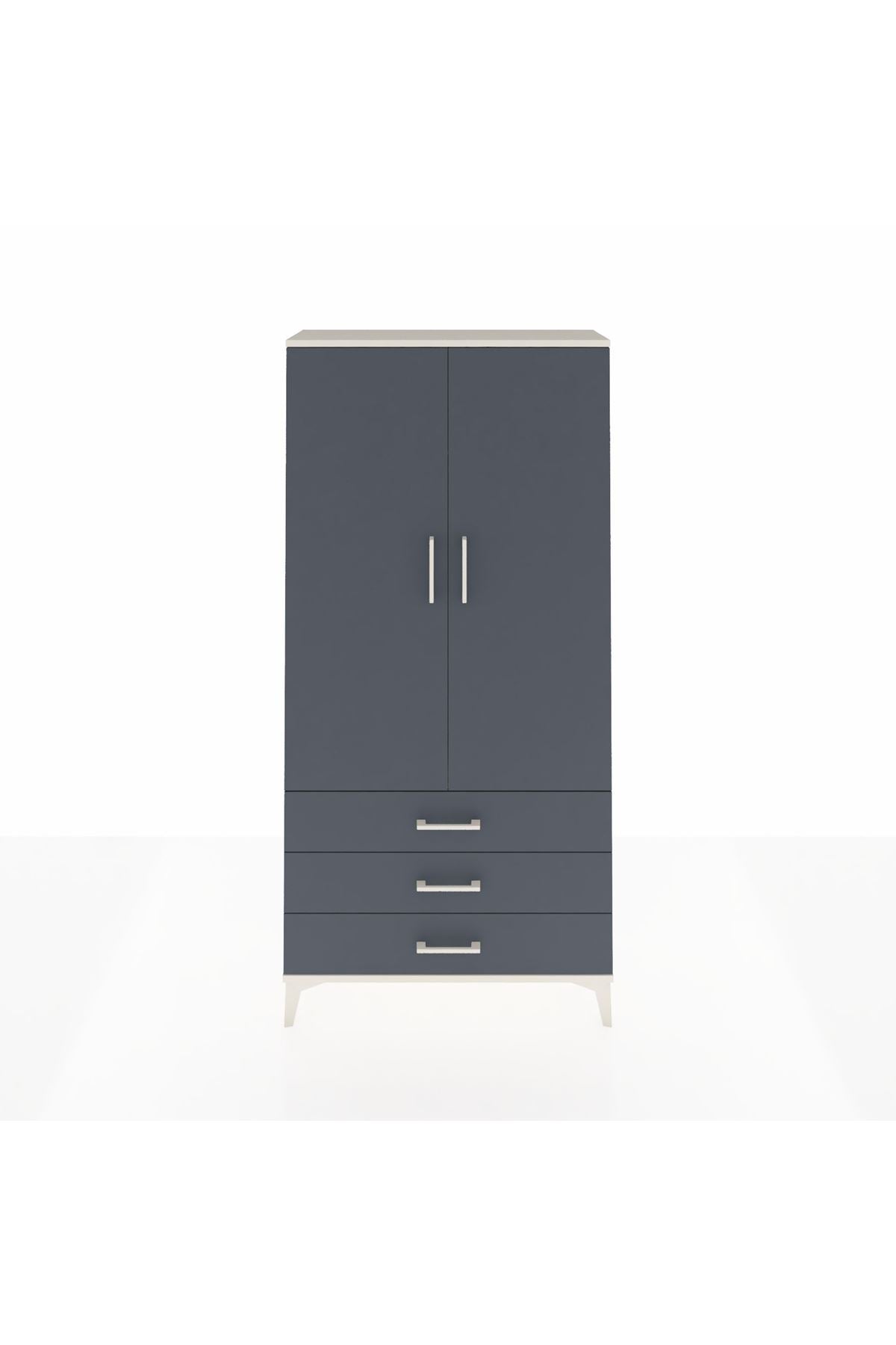 Arges Dolap Tek Raflı 3 Çekmeceli Tek Askılı 88x30x182 - S24M028V2A