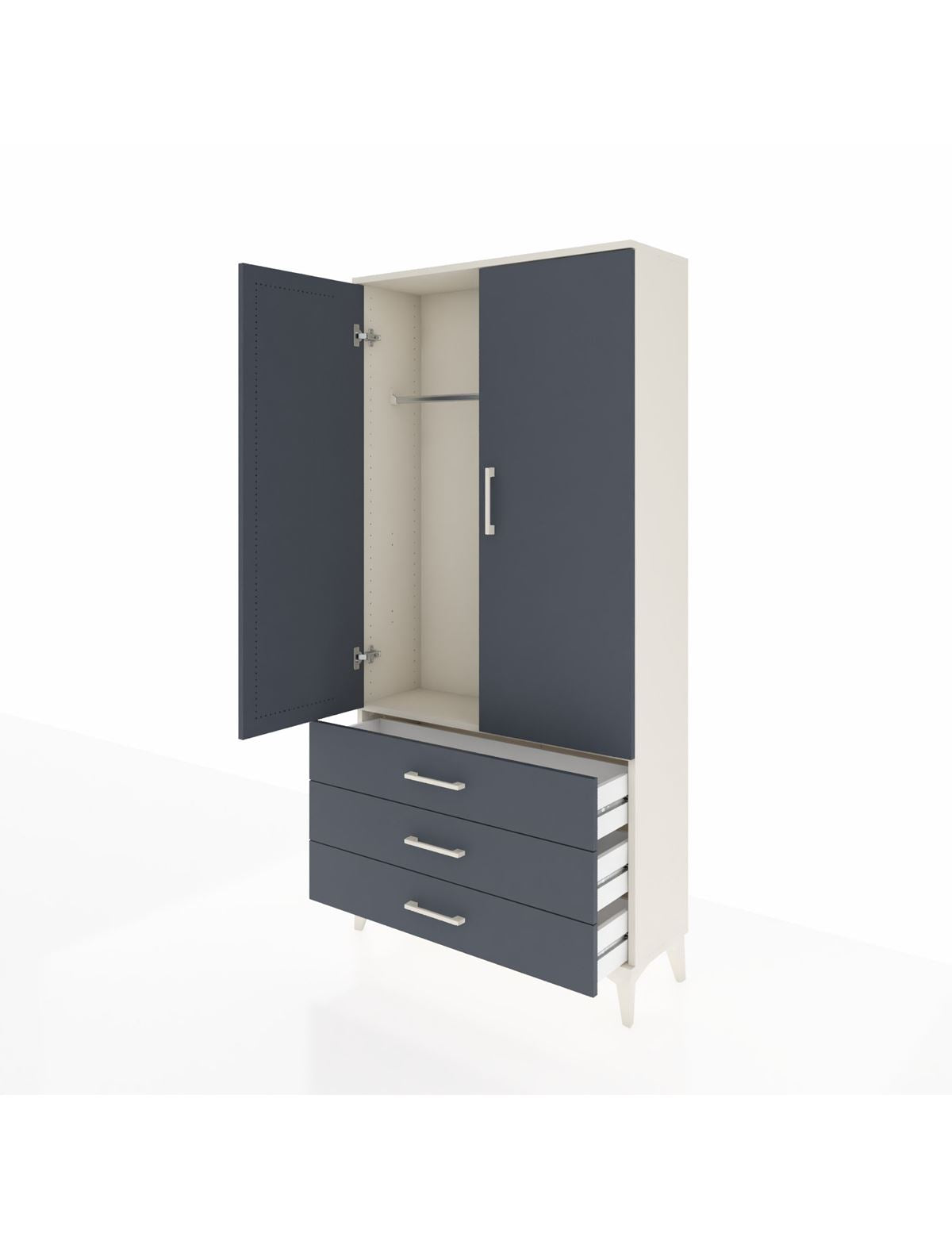 Arges Dolap Tek Raflı 3 Çekmeceli Tek Askılı 88x30x182 - S24M028V2A