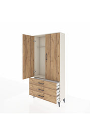 Arges Dolap Tek Raflı 3 Çekmeceli Tek Askılı 88x30x182 - S24M028V3A