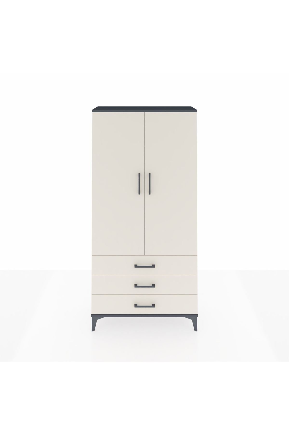 Arges Dolap Tek Raflı 3 Çekmeceli Tek Askılı 88x30x182 - S24M028V4A