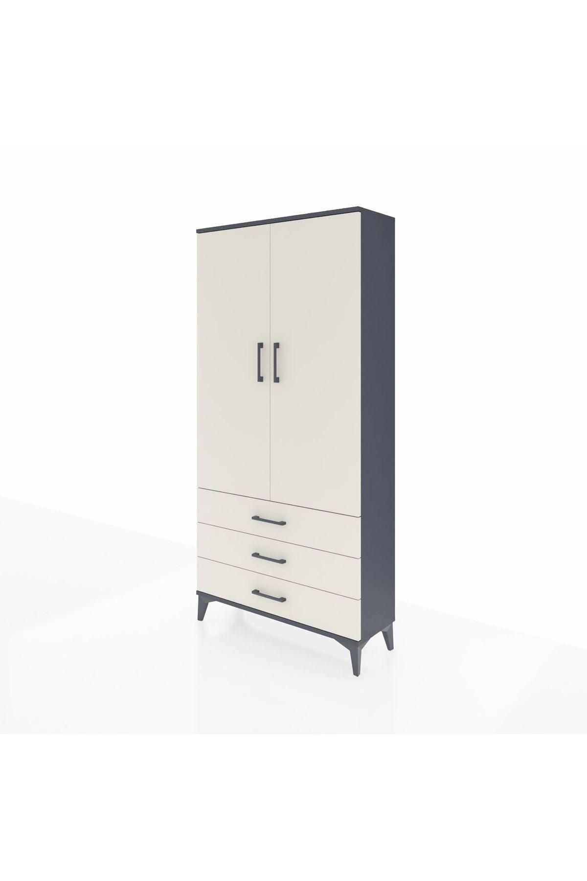 Arges Dolap Tek Raflı 3 Çekmeceli Tek Askılı 88x30x182 - S24M028V4A