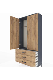 Arges Dolap Tek Raflı 3 Çekmeceli Tek Askılı 88x30x182 - S24M028V6A