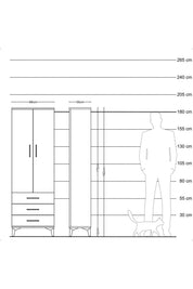 Arges Dolap Tek Raflı 3 Çekmeceli Tek Askılı 88x30x182 - S24M028V6A