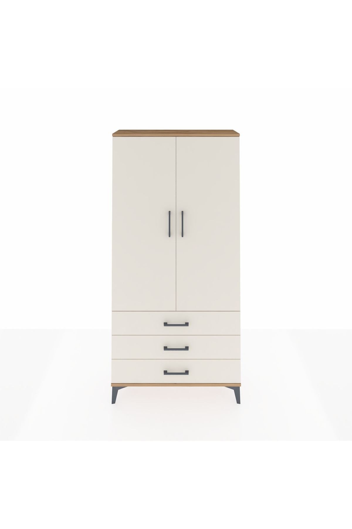 Arges Dolap Tek Raflı 3 Çekmeceli Tek Askılı 88x30x182 - S24M028V7A