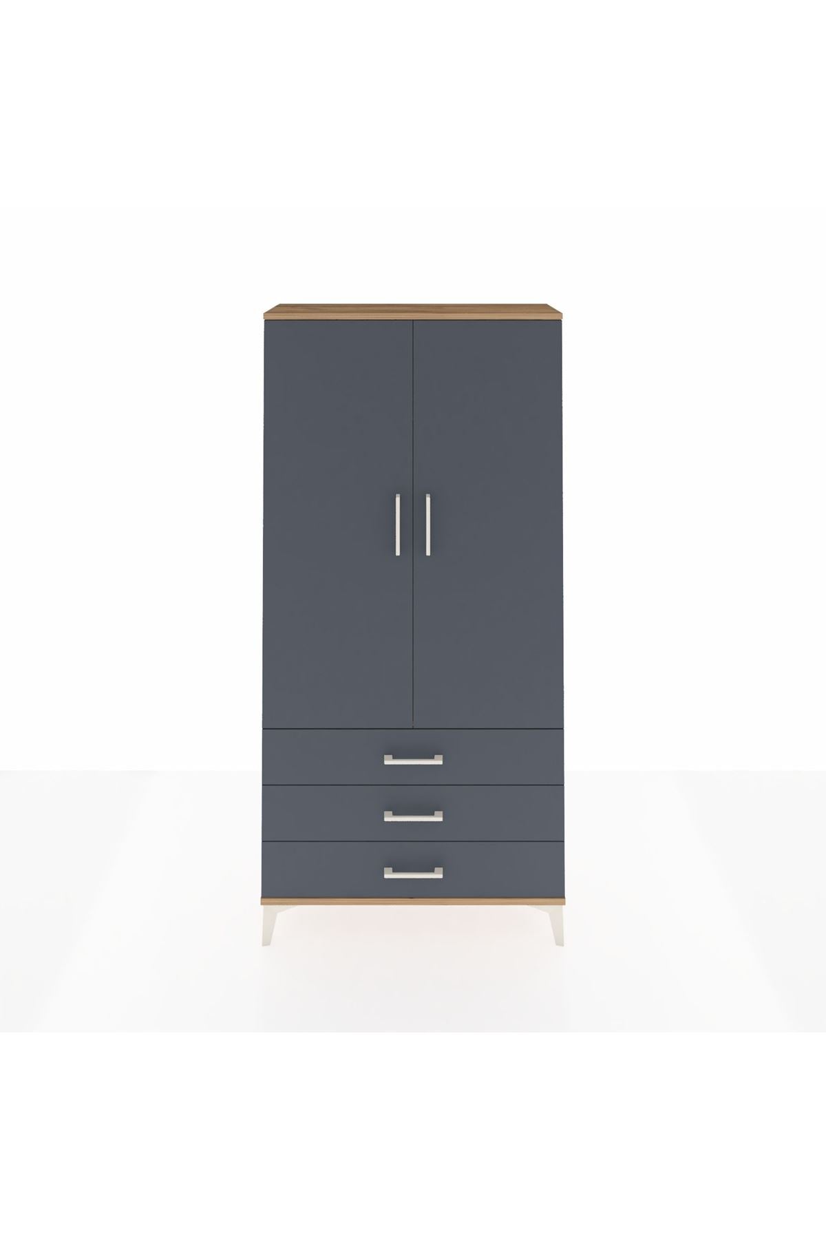 Arges Dolap Tek Raflı 3 Çekmeceli Tek Askılı 88x30x182 - S24M028V8A