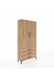 Arges Dolap Tek Raflı 3 Çekmeceli Tek Askılı 88x30x182 - S24M028V9A