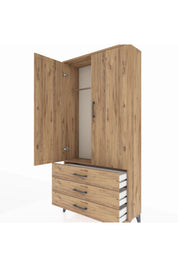 Arges Dolap Tek Raflı 3 Çekmeceli Tek Askılı 88x30x182 - S24M028V9A