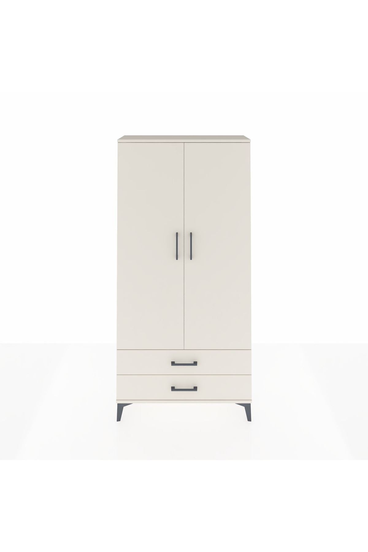 Arges Dolap Tek Raflı 2 Çekmeceli Tek Askılı 88x30x182 - S24M029V1A