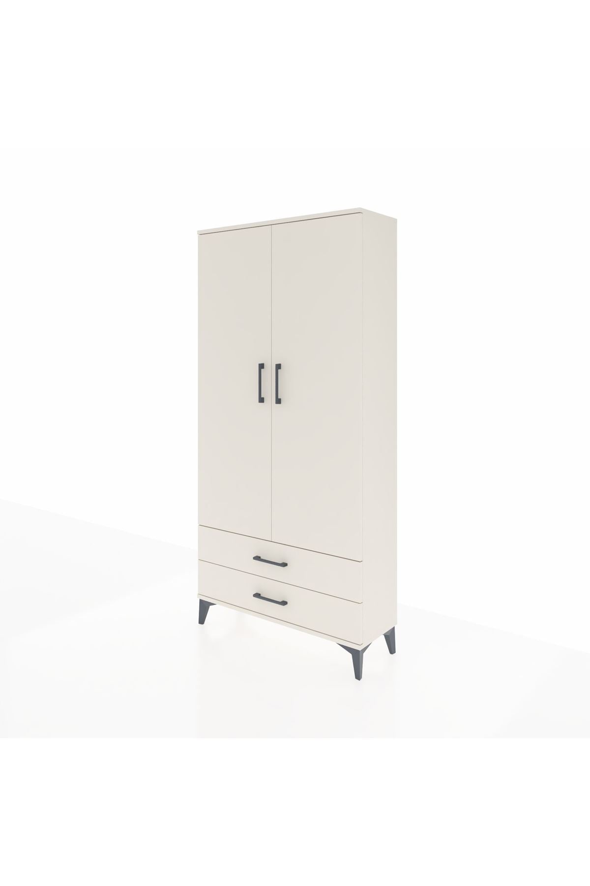 Arges Dolap Tek Raflı 2 Çekmeceli Tek Askılı 88x30x182 - S24M029V1A