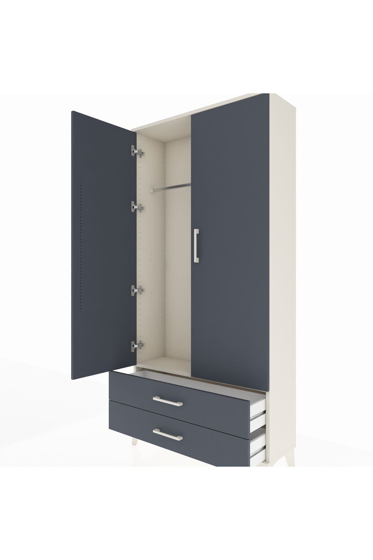 Arges Dolap Tek Raflı 2 Çekmeceli Tek Askılı 88x30x182 - S24M029V2A