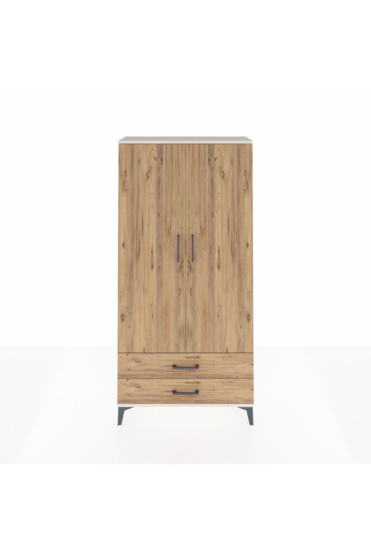 Arges Dolap Tek Raflı 2 Çekmeceli Tek Askılı 88x30x182 - S24M029V3A