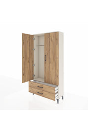Arges Dolap Tek Raflı 2 Çekmeceli Tek Askılı 88x30x182 - S24M029V3A