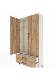 Arges Dolap Tek Raflı 2 Çekmeceli Tek Askılı 88x30x182 - S24M029V3A