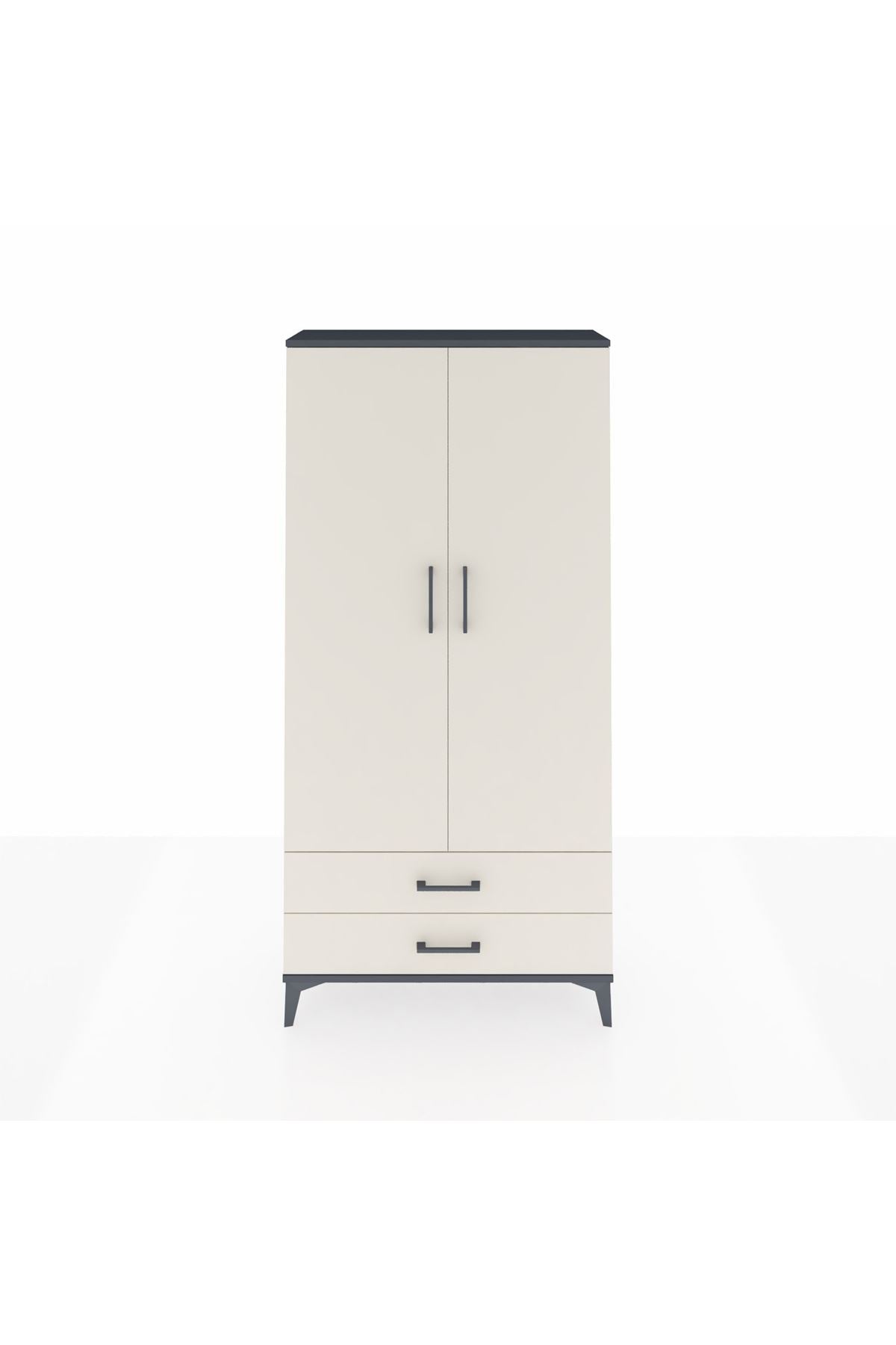 Arges Dolap Tek Raflı 2 Çekmeceli Tek Askılı 88x30x182 - S24M029V4A