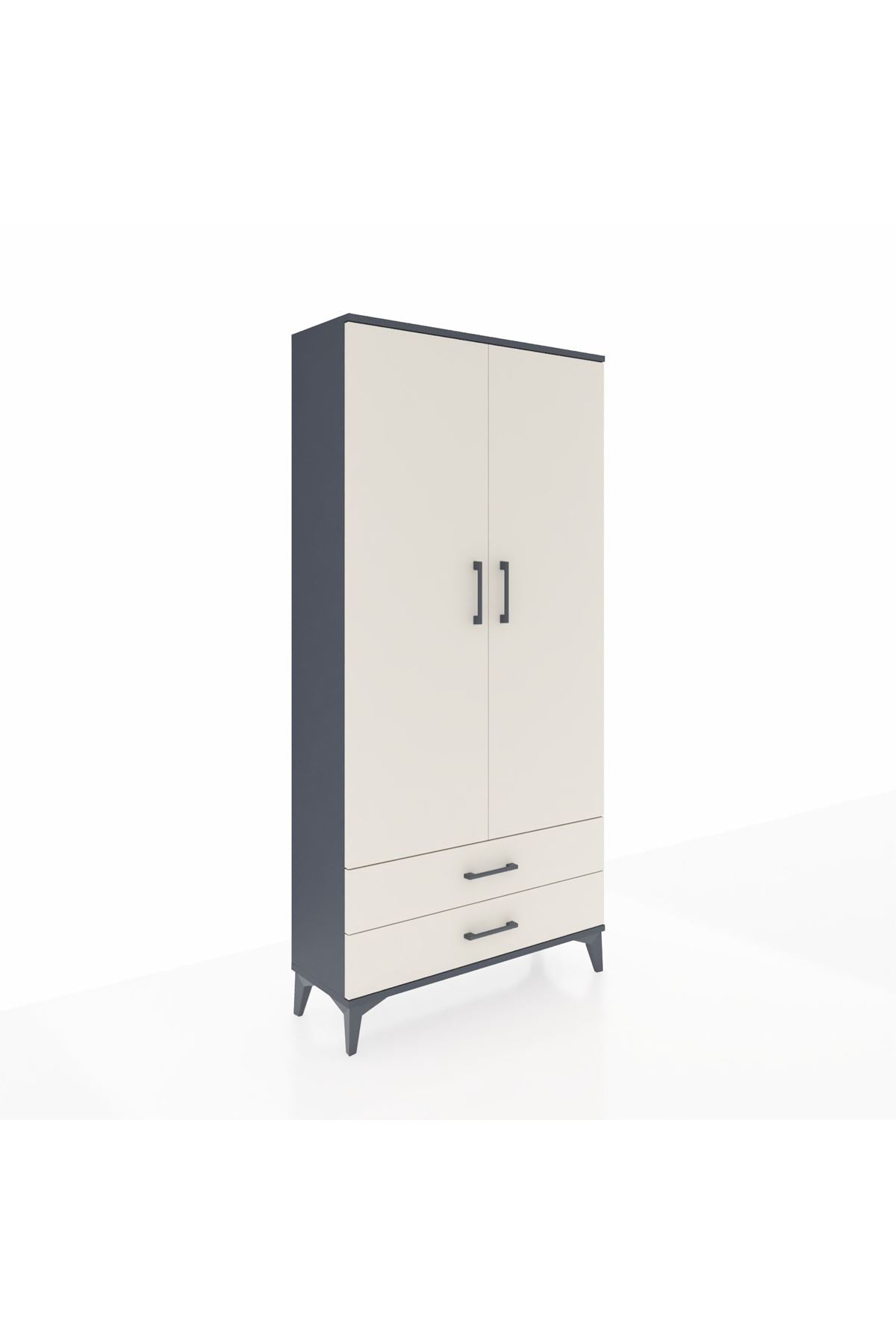 Arges Dolap Tek Raflı 2 Çekmeceli Tek Askılı 88x30x182 - S24M029V4A