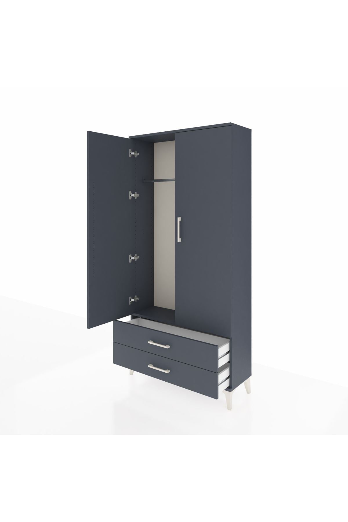 Arges Dolap Tek Raflı 2 Çekmeceli Tek Askılı 88x30x182 - S24M029V5A