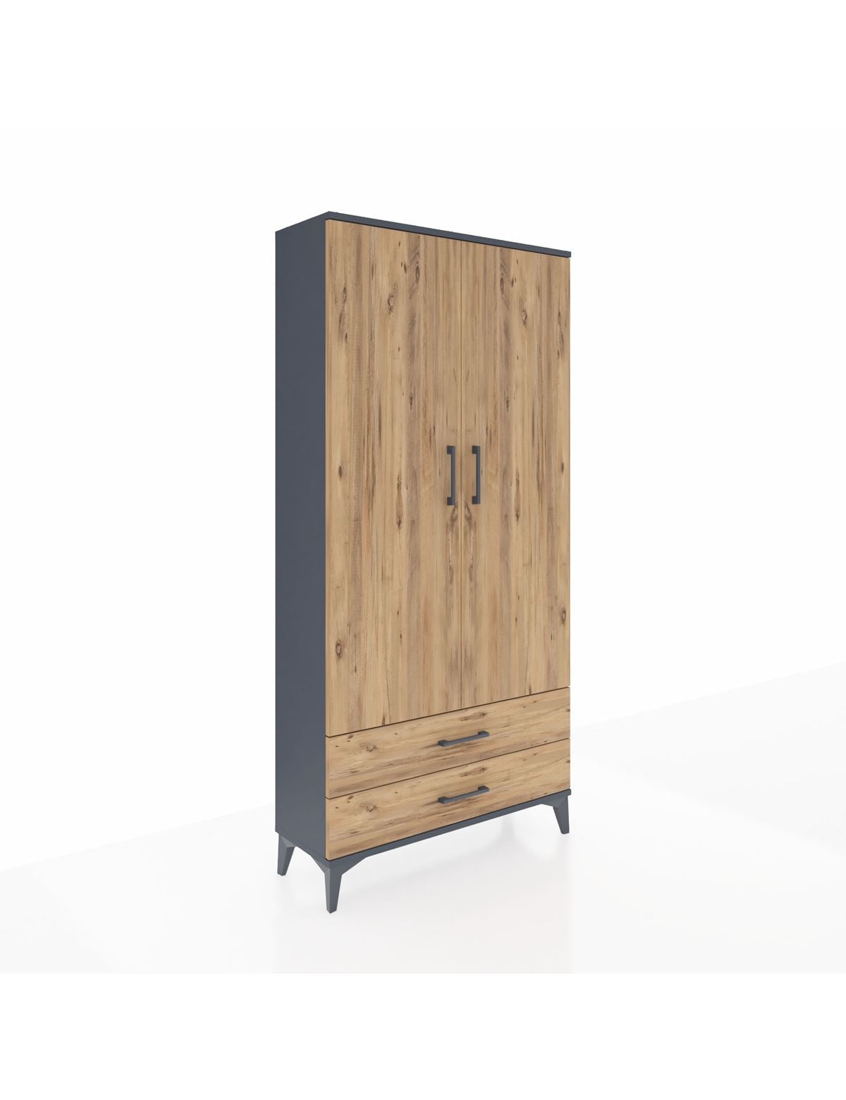 Arges Dolap Tek Raflı 2 Çekmeceli Tek Askılı 88x30x182 - S24M029V6A