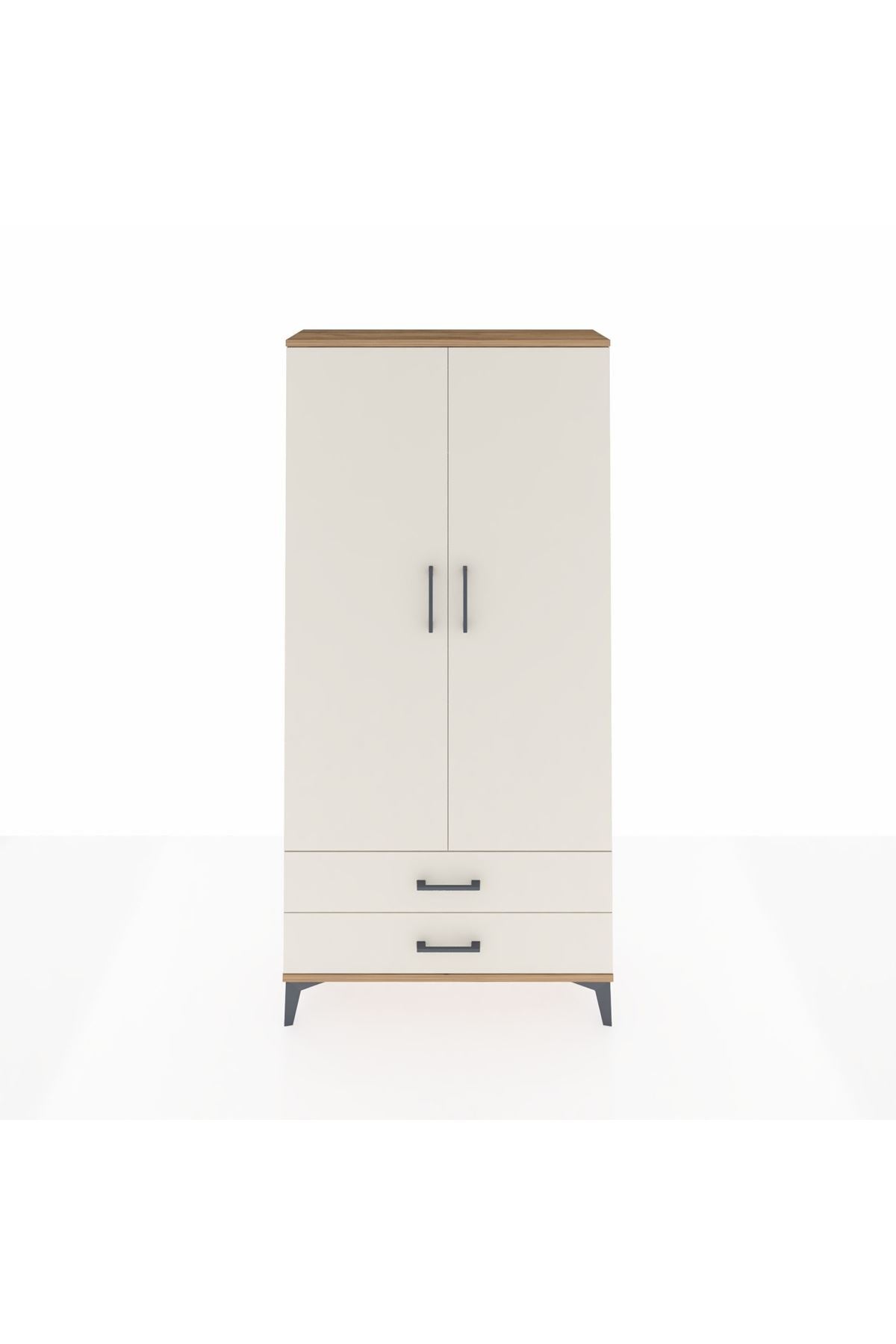 Arges Dolap Tek Raflı 2 Çekmeceli Tek Askılı 88x30x182 - S24M029V7A