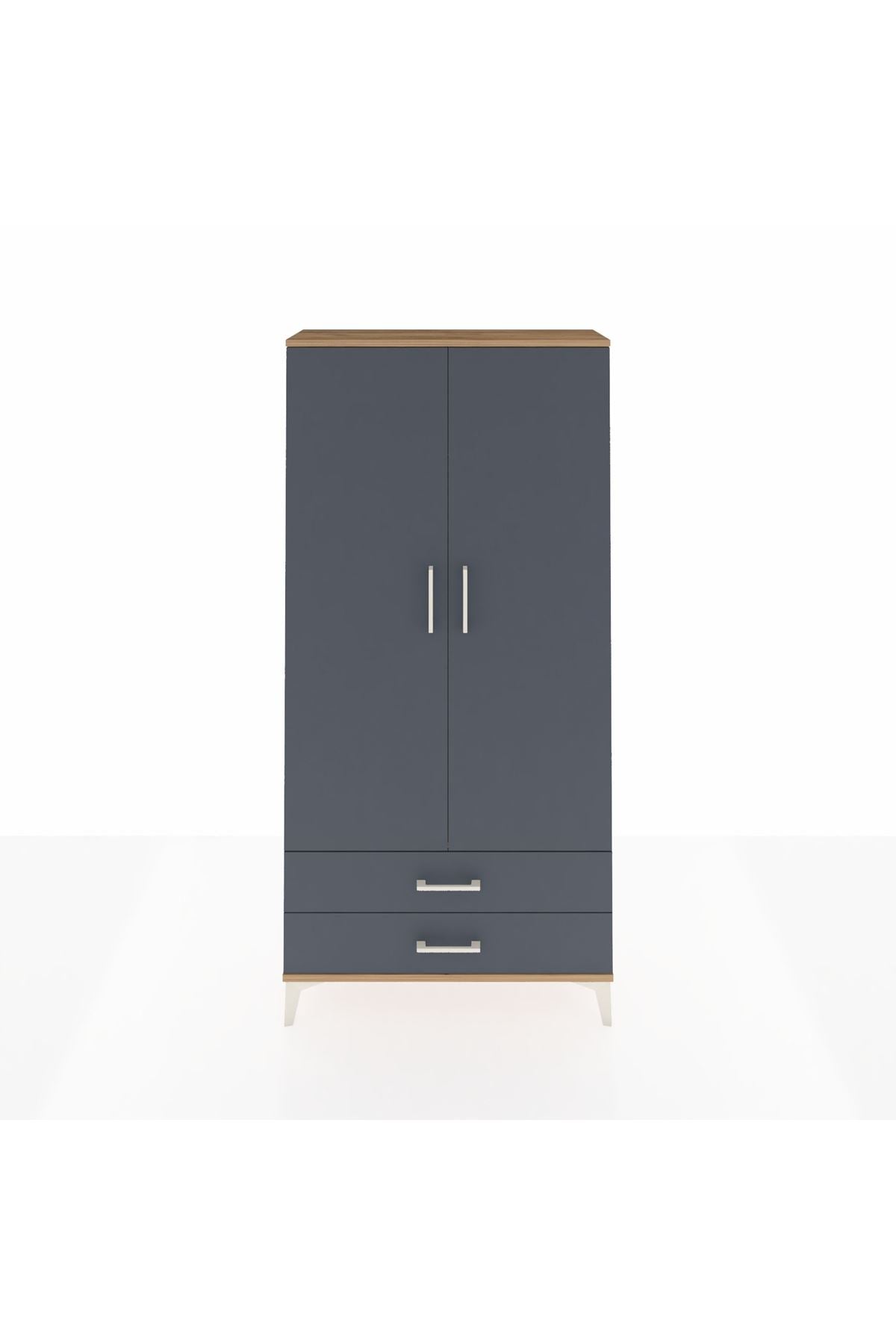 Arges Dolap Tek Raflı 2 Çekmeceli Tek Askılı 88x30x182 - S24M029V8A
