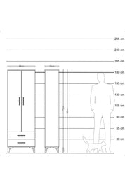 Arges Dolap Tek Raflı 2 Çekmeceli Tek Askılı 88x30x182 - S24M029V8A