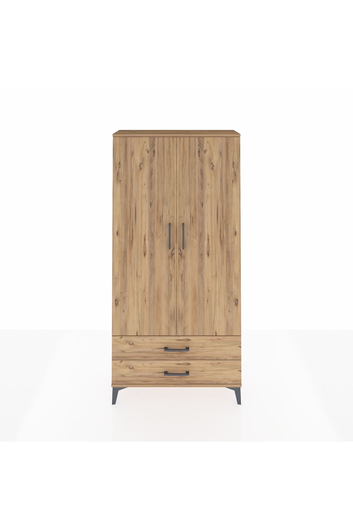 Arges Dolap Tek Raflı 2 Çekmeceli Tek Askılı 88x30x182 - S24M029V9A