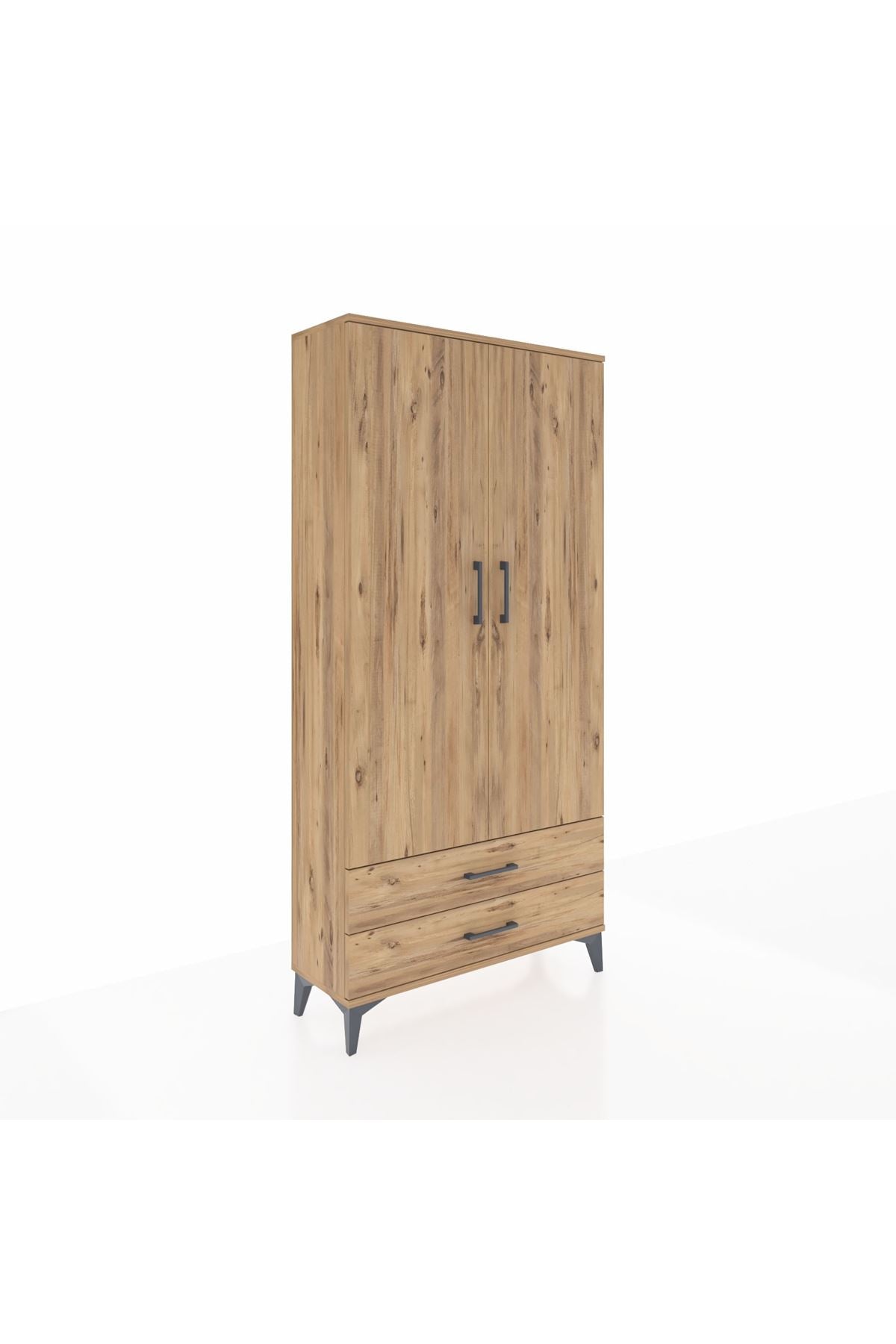 Arges Dolap Tek Raflı 2 Çekmeceli Tek Askılı 88x30x182 - S24M029V9A