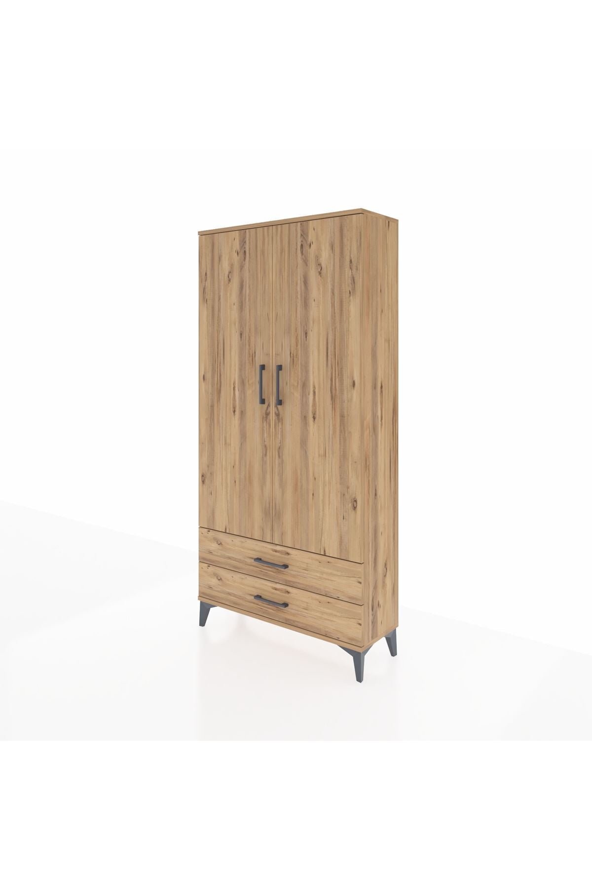 Arges Dolap Tek Raflı 2 Çekmeceli Tek Askılı 88x30x182 - S24M029V9A