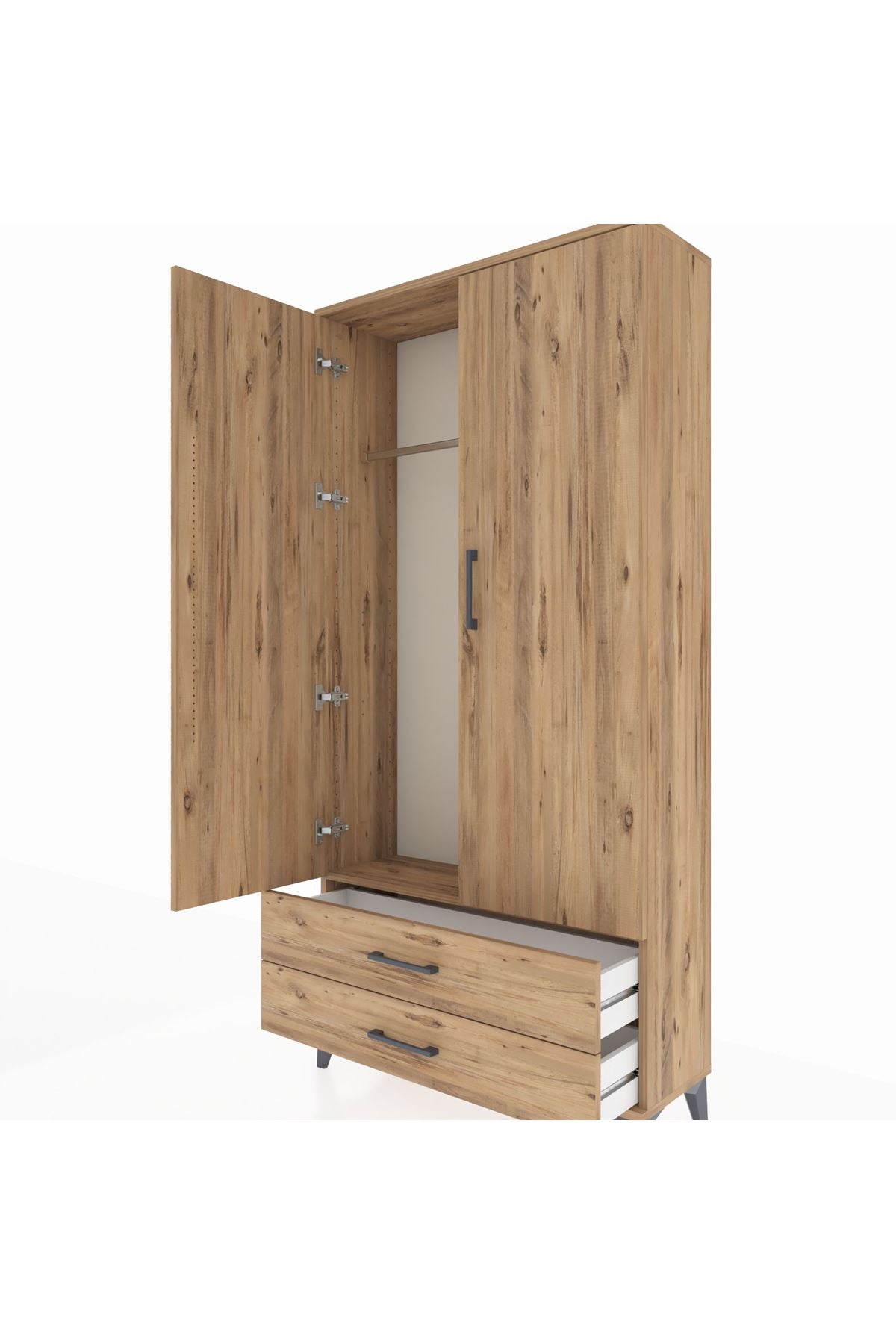 Arges Dolap Tek Raflı 2 Çekmeceli Tek Askılı 88x30x182 - S24M029V9A