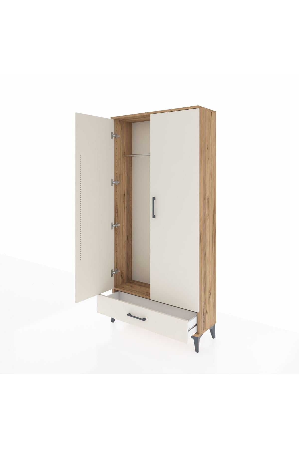 Arges Dolap Tek Raflı Tek Çekmeceli Tek Askılı 88x30x182 - S24M030V7A