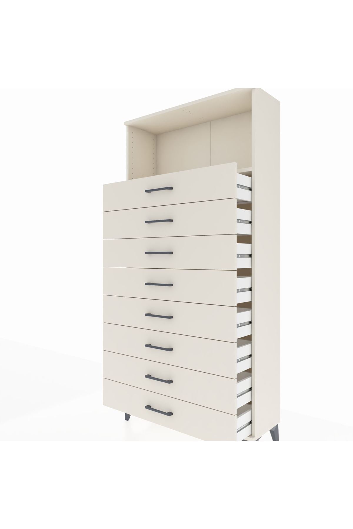 Arges Dolap Tek Raflı 8 Çekmeceli 88x30x182 - S24M032V1A