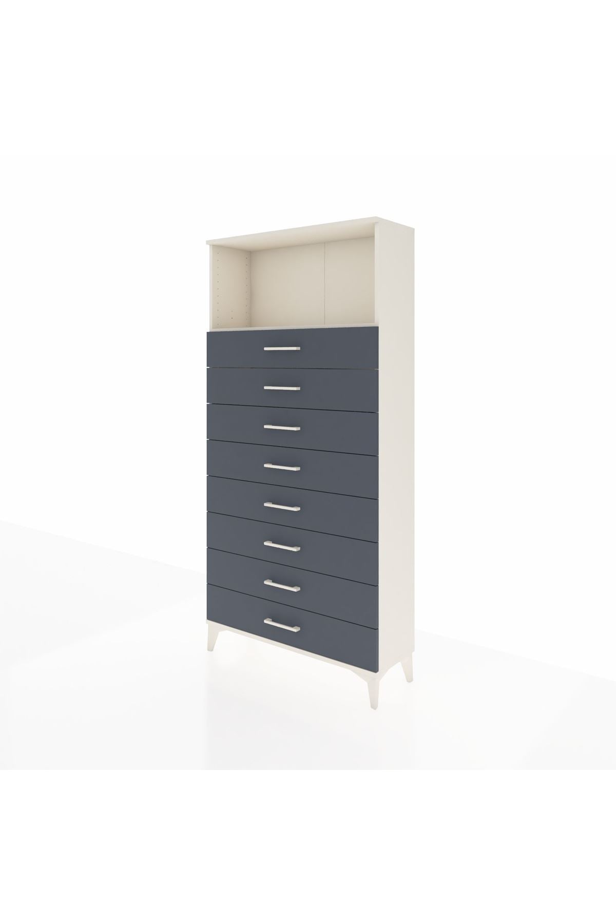Arges Dolap Tek Raflı 8 Çekmeceli 88x30x182 - S24M032V2A