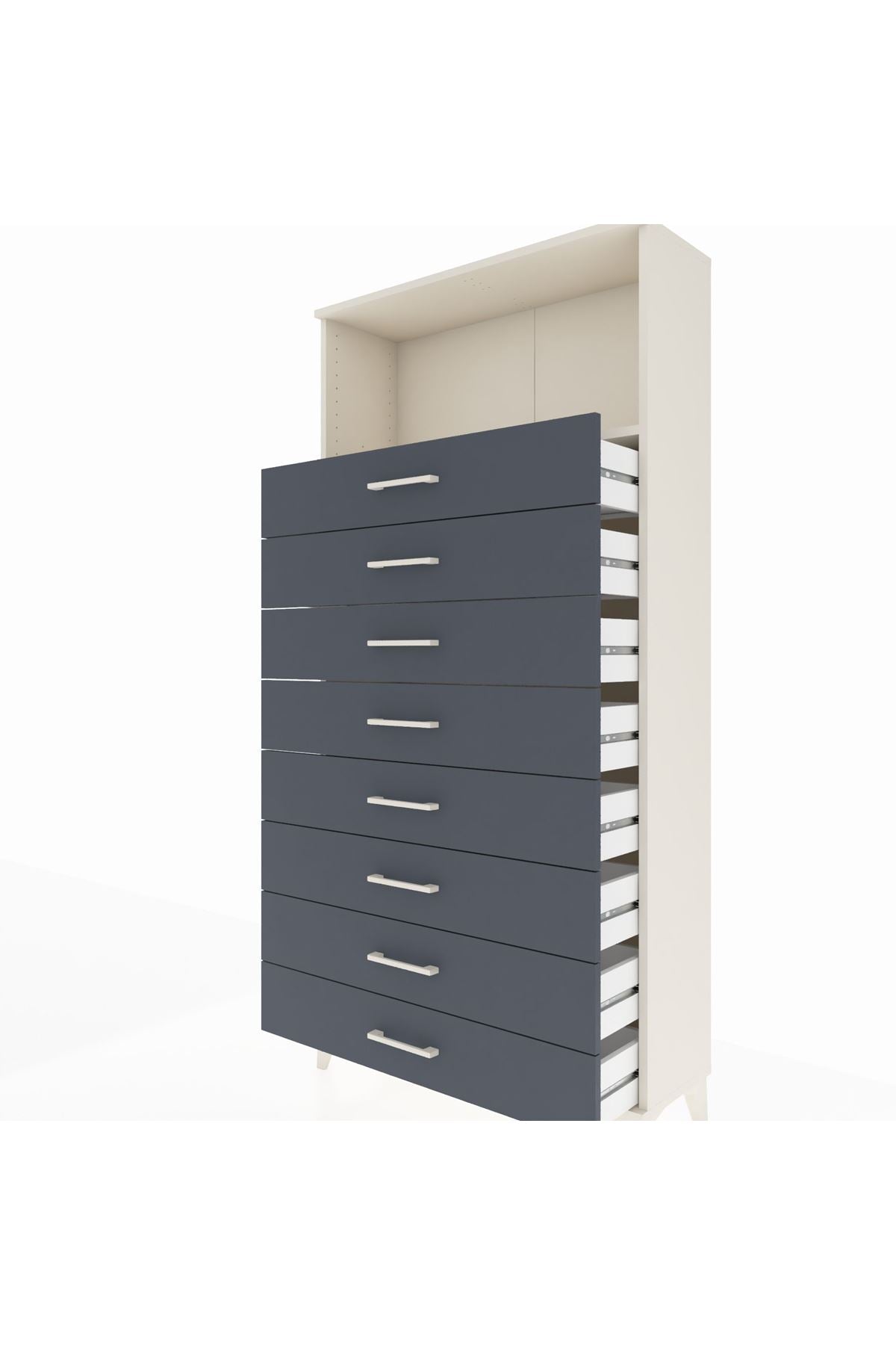 Arges Dolap Tek Raflı 8 Çekmeceli 88x30x182 - S24M032V2A