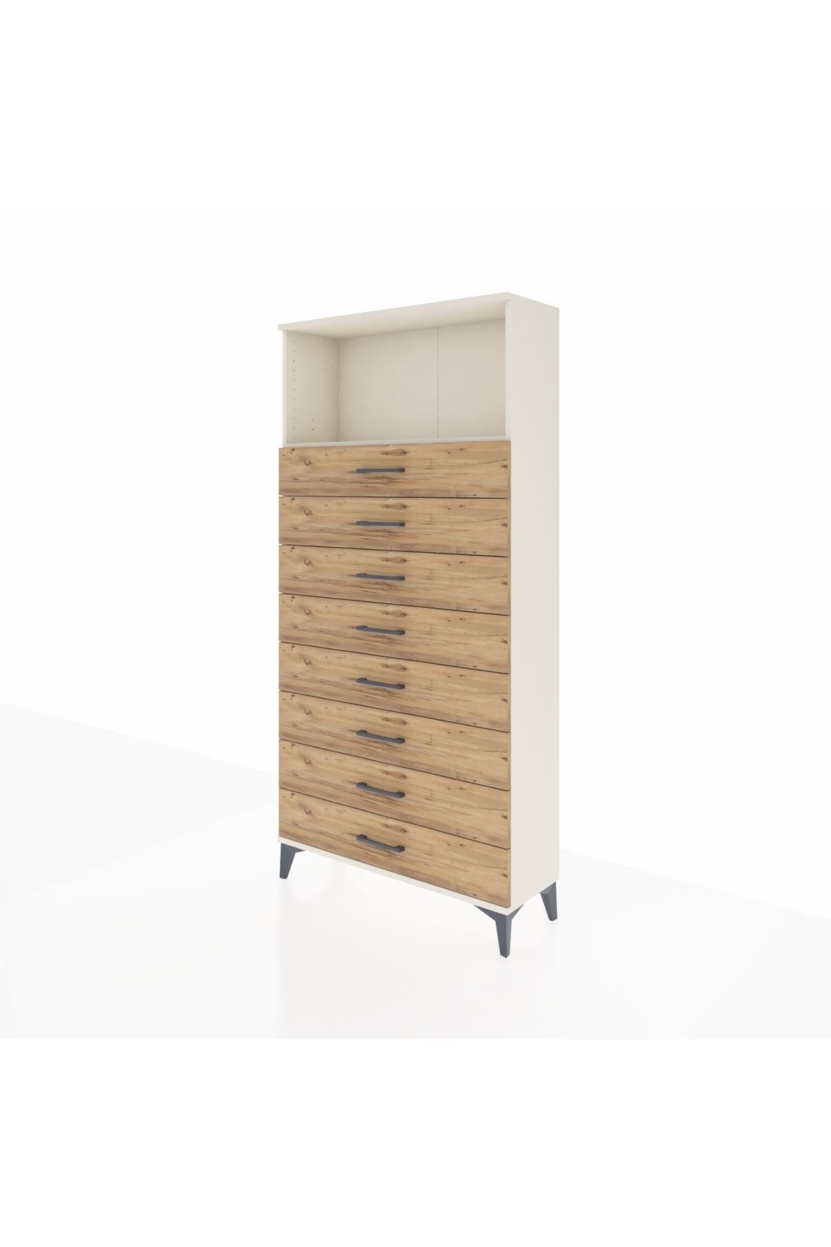 Arges Dolap Tek Raflı 8 Çekmeceli 88x30x182 - S24M032V3A