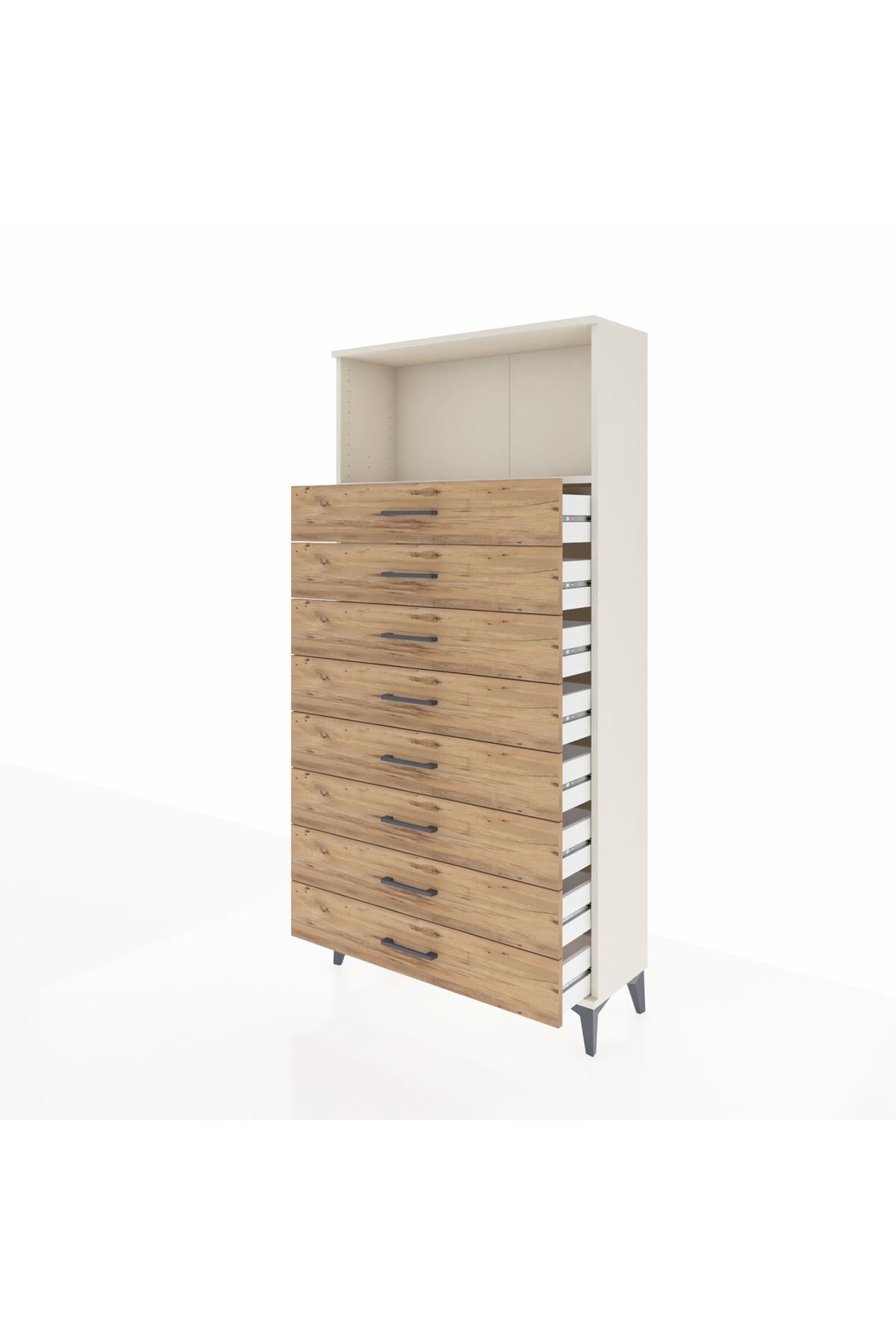 Arges Dolap Tek Raflı 8 Çekmeceli 88x30x182 - S24M032V3A