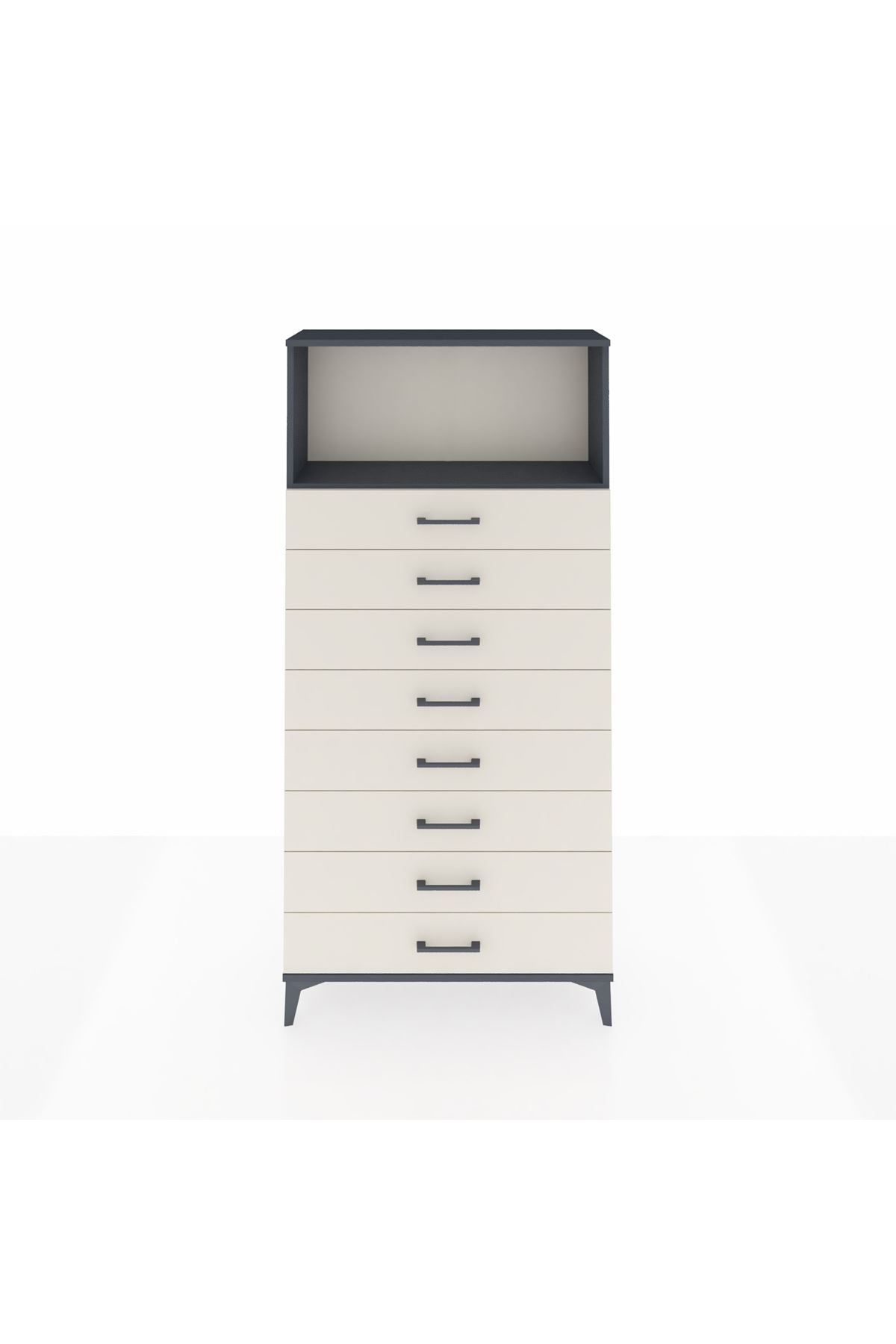 Arges Dolap Tek Raflı 8 Çekmeceli 88x30x182 - S24M032V4A