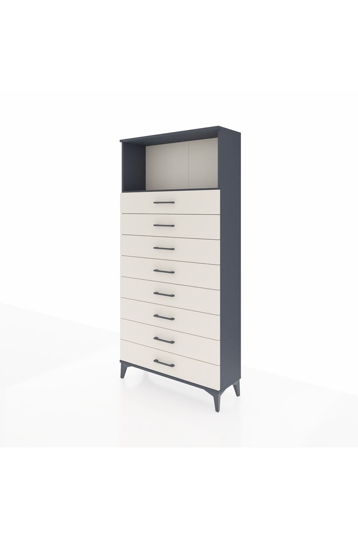 Arges Dolap Tek Raflı 8 Çekmeceli 88x30x182 - S24M032V4A