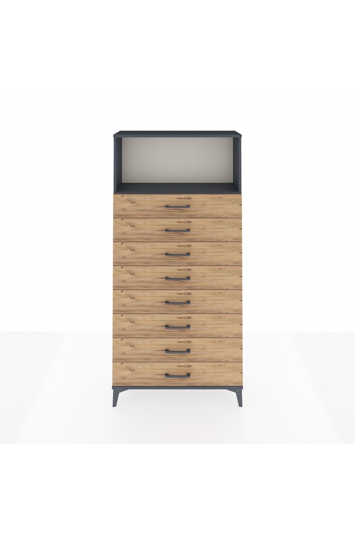Arges Dolap Tek Raflı 8 Çekmeceli 88x30x182 - S24M032V6A