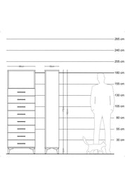 Arges Dolap Tek Raflı 8 Çekmeceli 88x30x182 - S24M032V7A