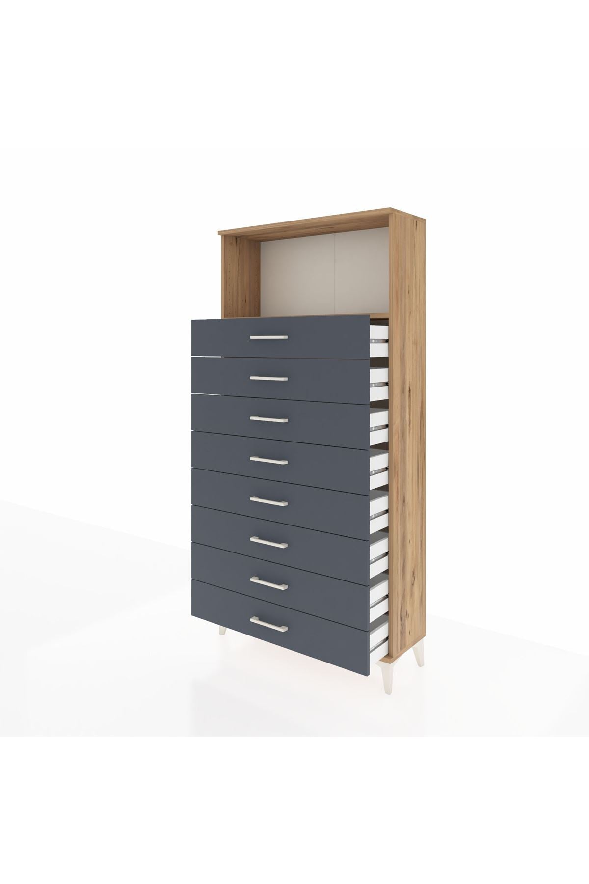 Arges Dolap Tek Raflı 8 Çekmeceli 88x30x182 - S24M032V8A
