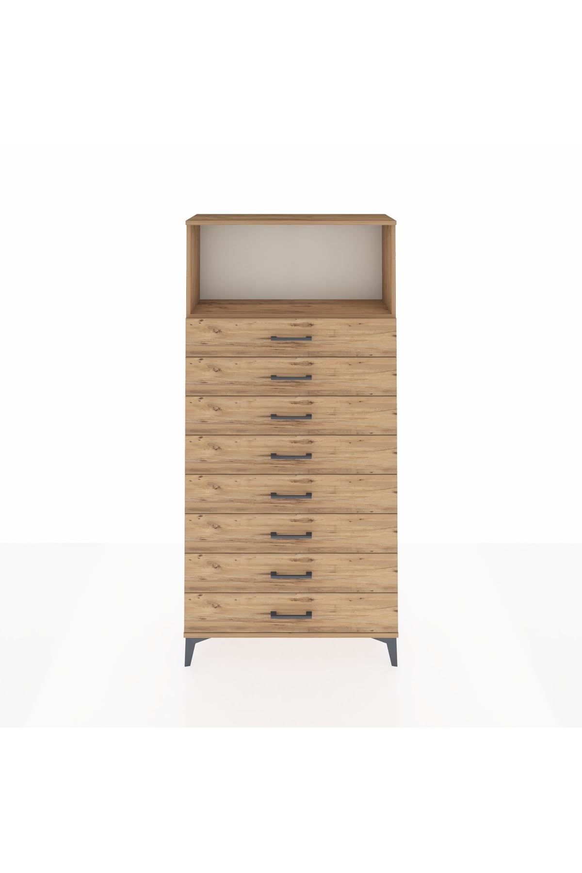 Arges Dolap Tek Raflı 8 Çekmeceli 88x30x182 - S24M032V9A