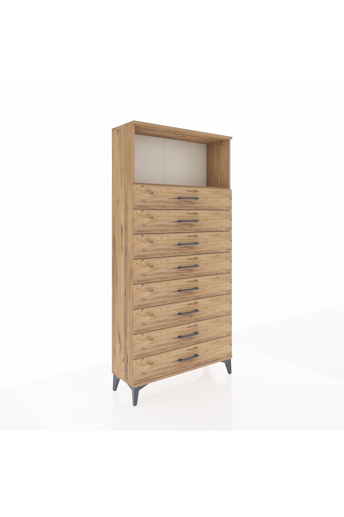 Arges Dolap Tek Raflı 8 Çekmeceli 88x30x182 - S24M032V9A