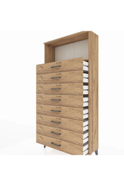 Arges Dolap Tek Raflı 8 Çekmeceli 88x30x182 - S24M032V9A