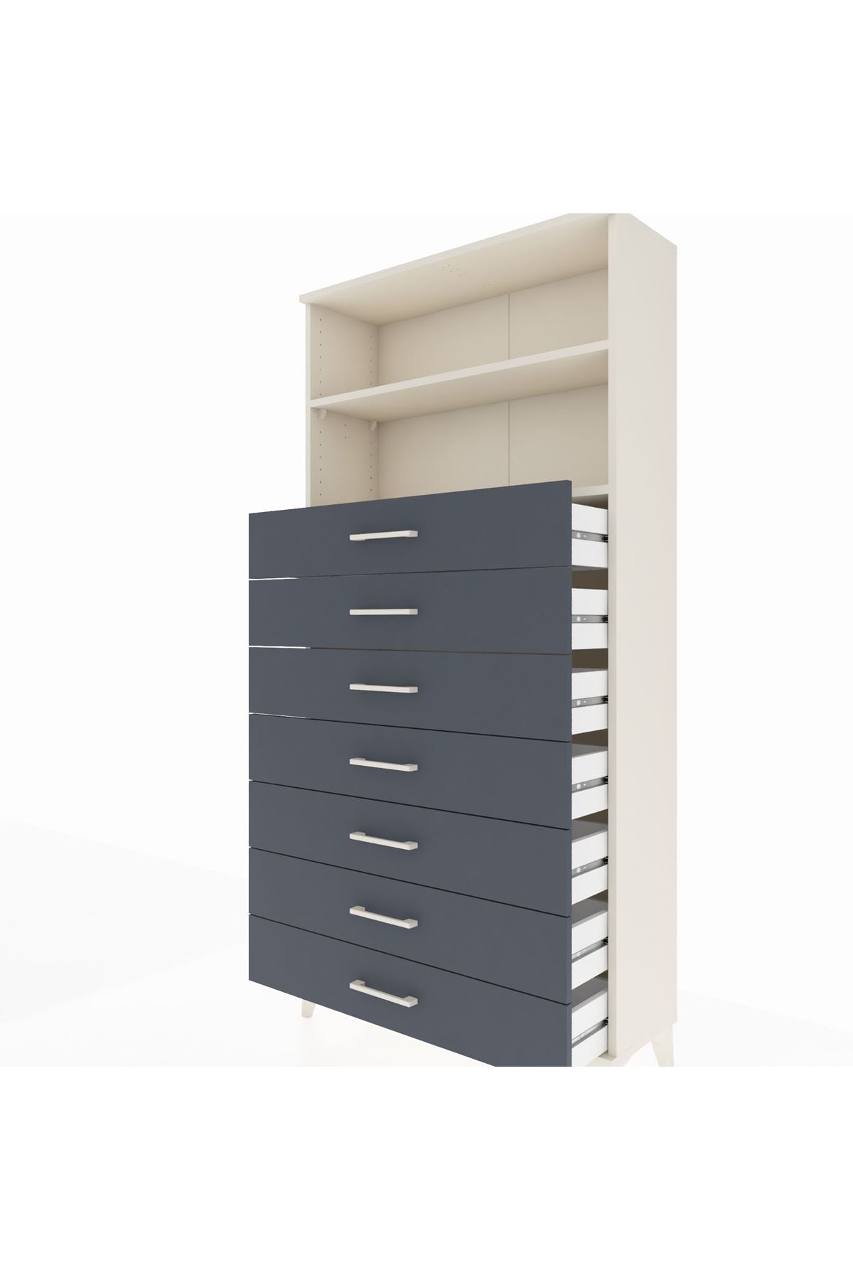 Arges Dolap 2 Raflı 7 Çekmeceli 88x30x182 - S24M033V2A