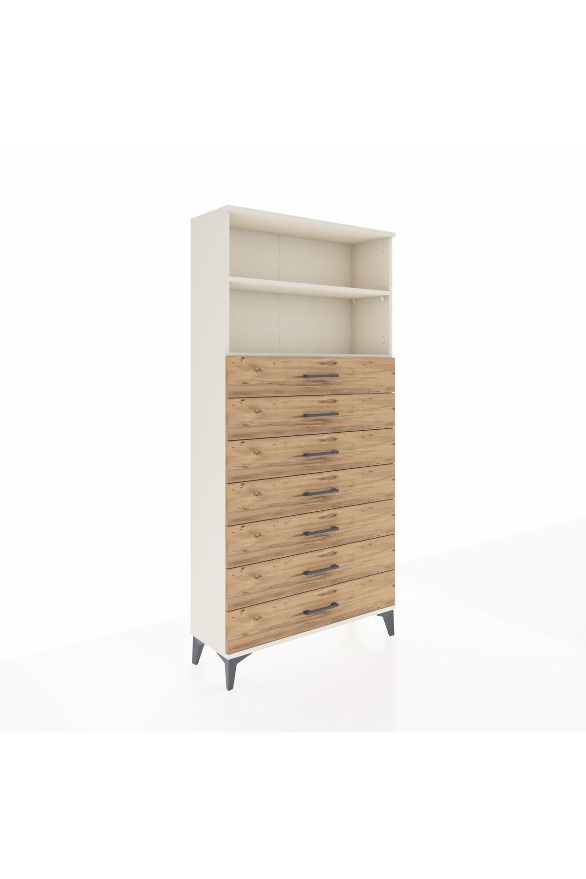 Arges Dolap 2 Raflı 7 Çekmeceli 88x30x182 - S24M033V3A