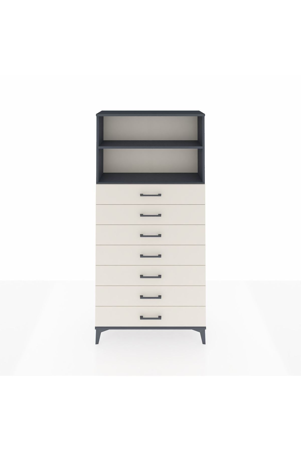 Arges Dolap 2 Raflı 7 Çekmeceli 88x30x182 - S24M033V4A