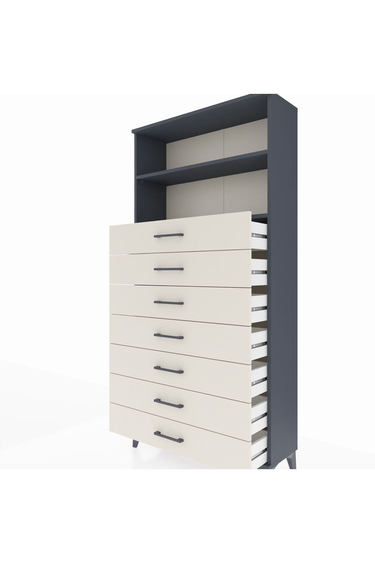 Arges Dolap 2 Raflı 7 Çekmeceli 88x30x182 - S24M033V4A
