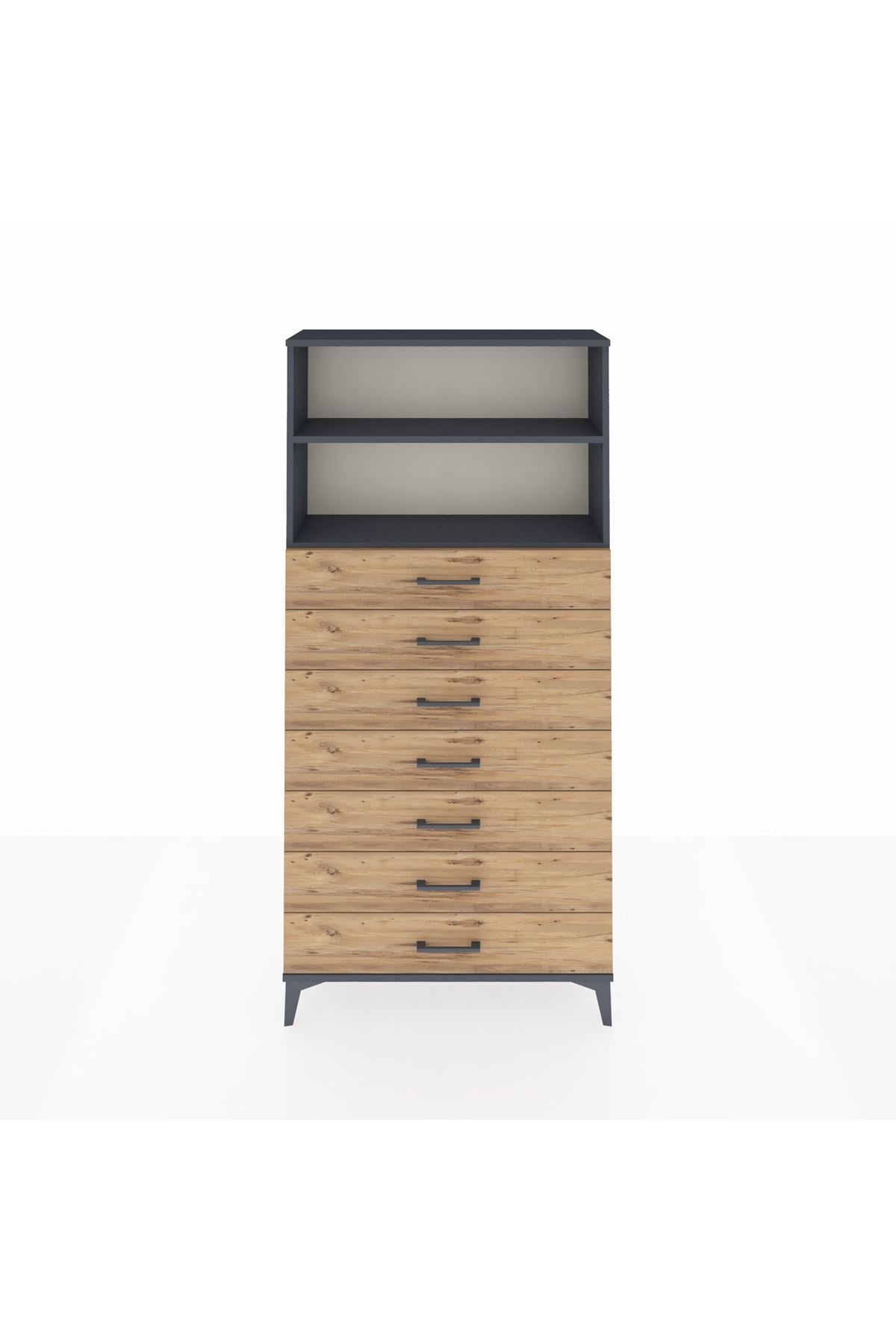 Arges Dolap 2 Raflı 7 Çekmeceli 88x30x182 - S24M033V6A