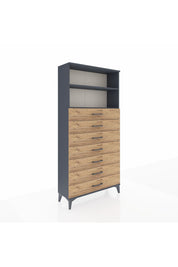 Arges Dolap 2 Raflı 7 Çekmeceli 88x30x182 - S24M033V6A