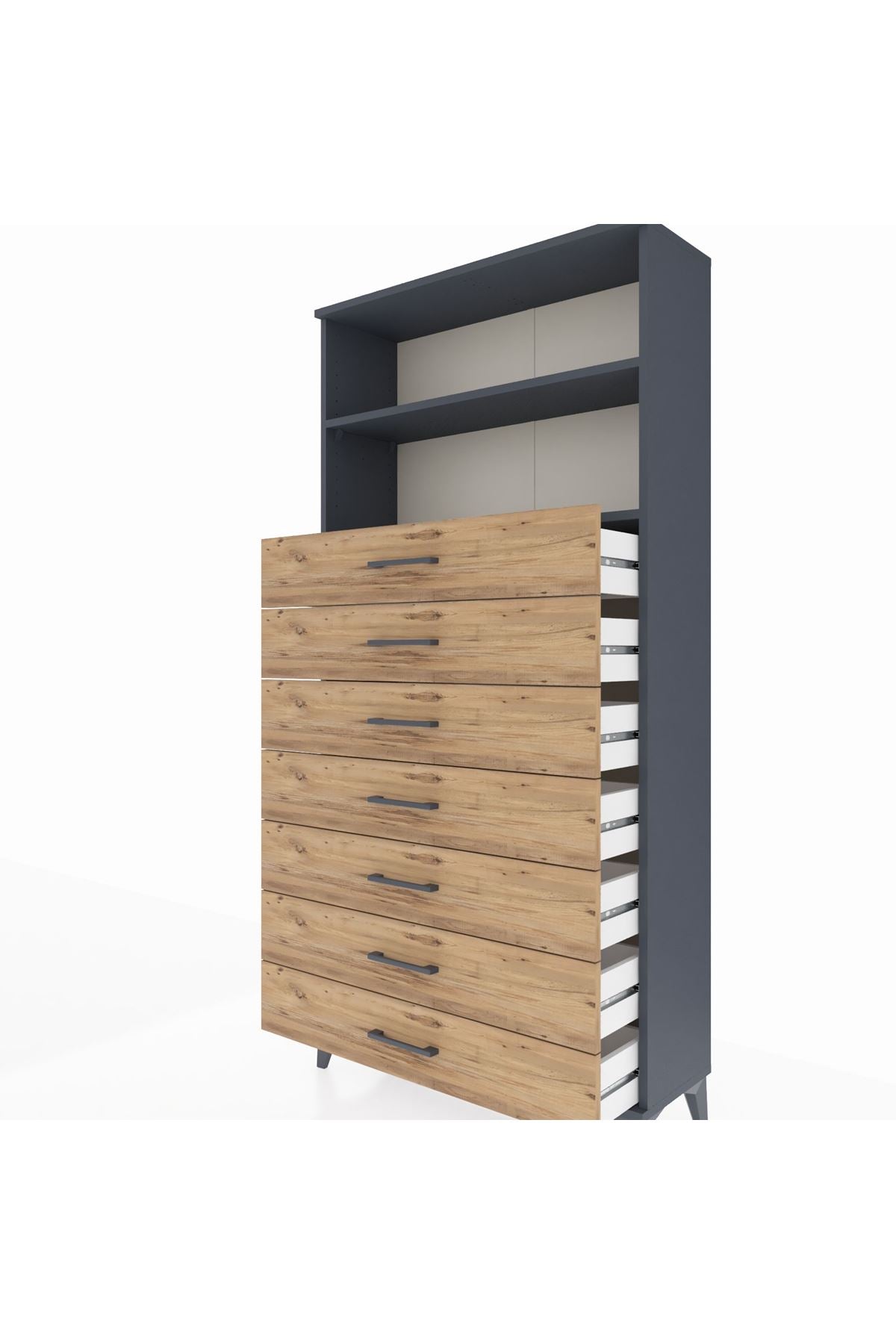 Arges Dolap 2 Raflı 7 Çekmeceli 88x30x182 - S24M033V6A
